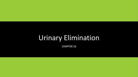 Urinary Elimination Chapter 16.