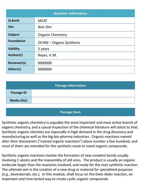 OCHM – Organic Synthesis