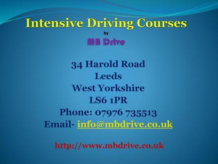 Intensive Driving Courses by MB Drive