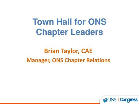 Town Hall for ONS Chapter Leaders