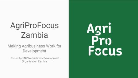 AgriProFocus Zambia Making Agribusiness Work for Development