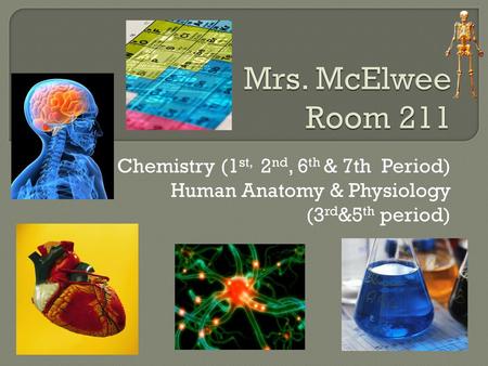 Mrs. McElwee Room 211 Chemistry (1st, 2nd, 6th & 7th Period)