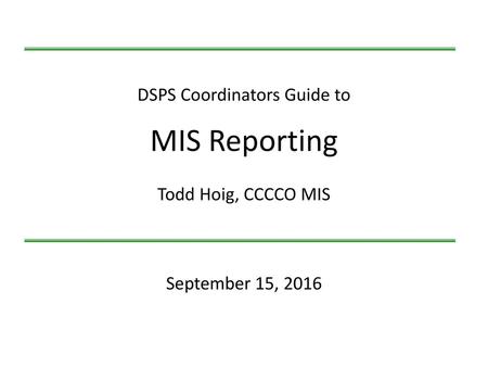 DSPS Coordinators Guide to