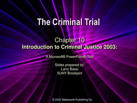 Introduction to Criminal Justice 2003: