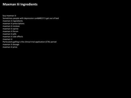 Maxman Iii Ingredients