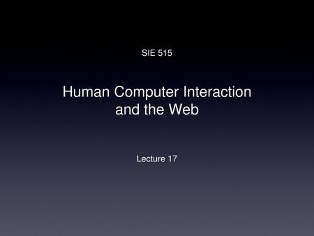 Human Computer Interaction