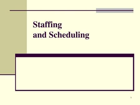 Staffing and Scheduling