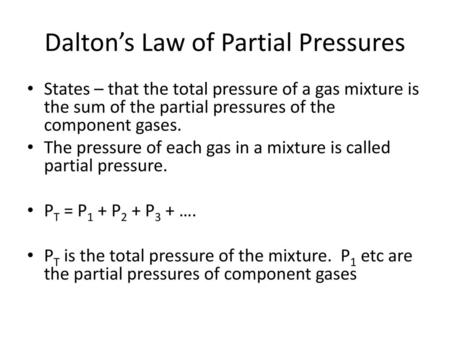 Dalton’s Law of Partial Pressures