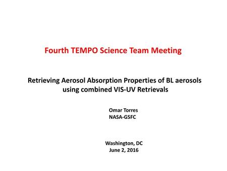 Fourth TEMPO Science Team Meeting