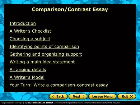 Comparison/Contrast Essay