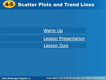 Scatter Plots and Trend Lines