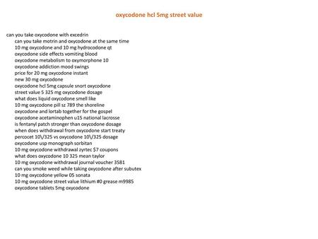 oxycodone hcl 5mg street value