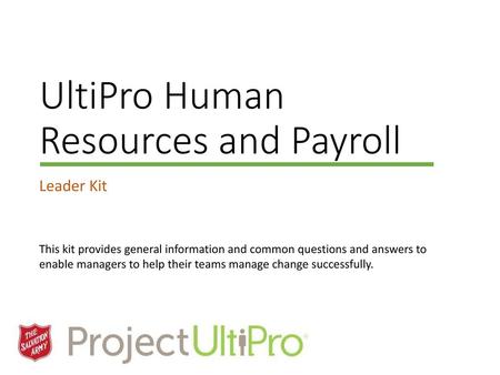 UltiPro Human Resources and Payroll