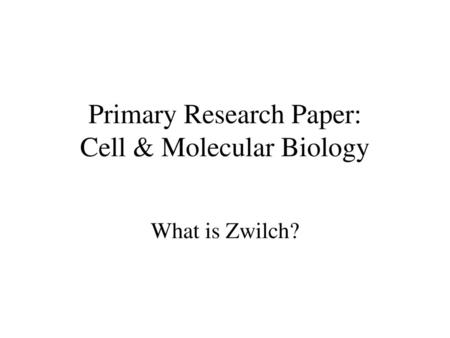 Primary Research Paper: Cell & Molecular Biology