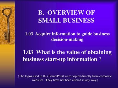 B. OVERVIEW OF SMALL BUSINESS