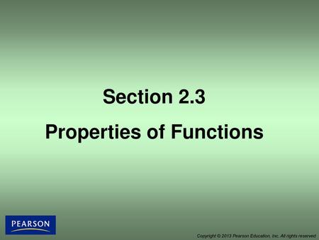 Properties of Functions