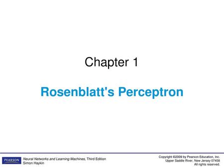 Chapter 1 Rosenblatt's Perceptron