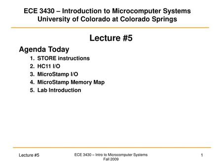 ECE 3430 – Intro to Microcomputer Systems