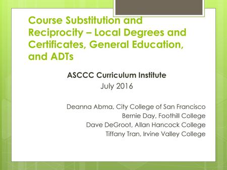 ASCCC Curriculum Institute