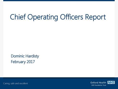 Chief Operating Officers Report