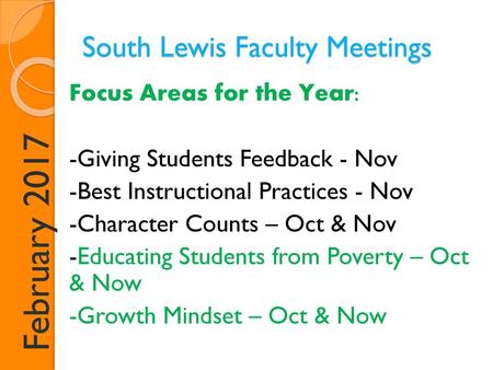 South Lewis Faculty Meetings