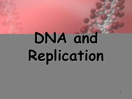 DNA and Replication.