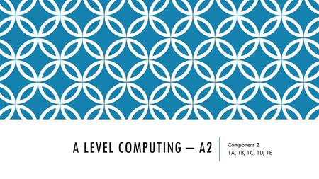 A Level Computing – a2 Component 2 1A, 1B, 1C, 1D, 1E.