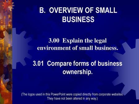 B. OVERVIEW OF SMALL BUSINESS