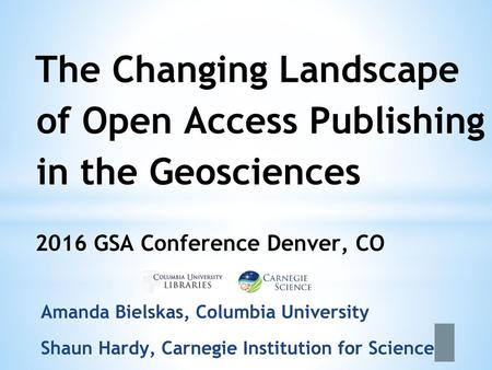 The Changing Landscape of Open Access Publishing in the Geosciences