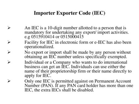 Importer Exporter Code (IEC)