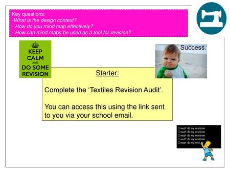 Complete the ‘Textiles Revision Audit’.