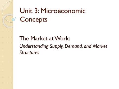 Unit 3: Microeconomic Concepts