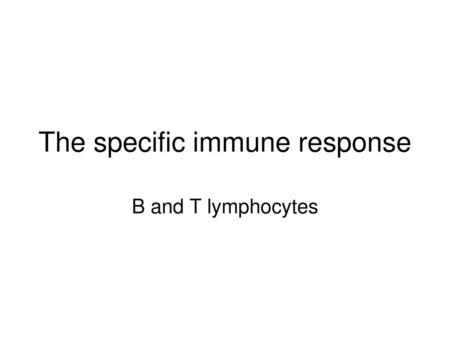 The specific immune response