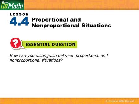 Proportional and Nonproportional Situations