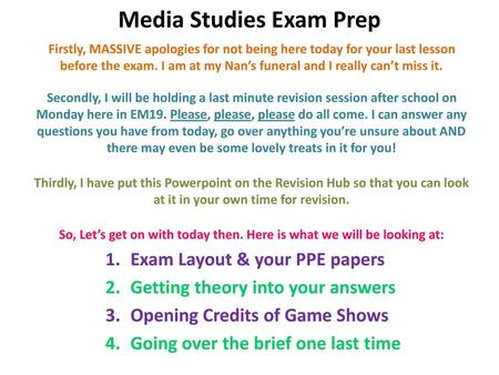 Media Studies Exam Prep