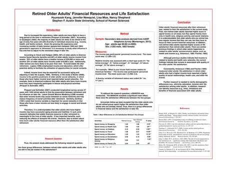 Retired Older Adults’ Financial Resources and Life Satisfaction