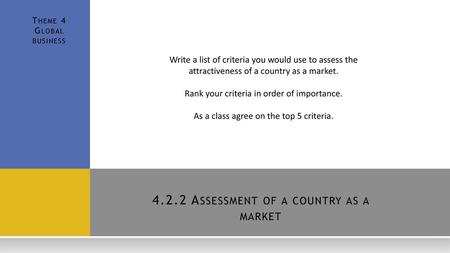 4.2.2 Assessment of a country as a market