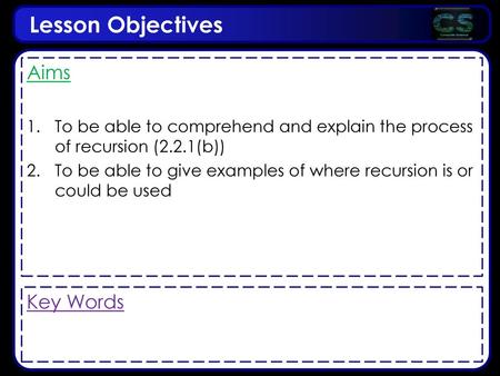 Lesson Objectives Aims Key Words