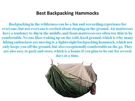 Best Backpacking Hammocks