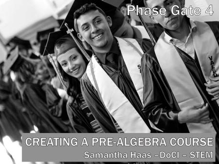 Phase Gate 4 CREATING A PRE-ALGEBRA COURSE Samantha Haas –DoCI – STEM.