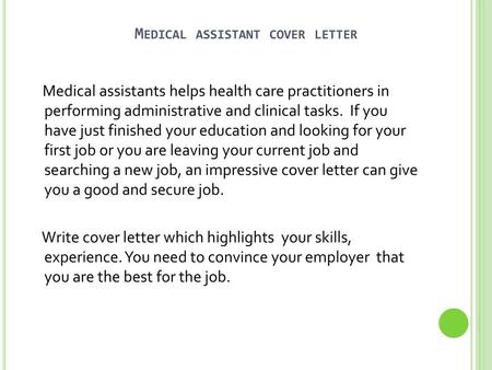 Medical assistant cover letter