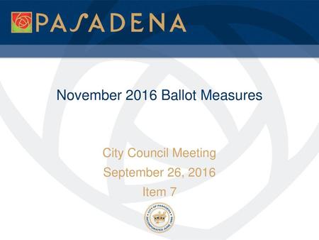 November 2016 Ballot Measures