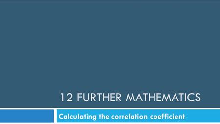 Calculating the correlation coefficient