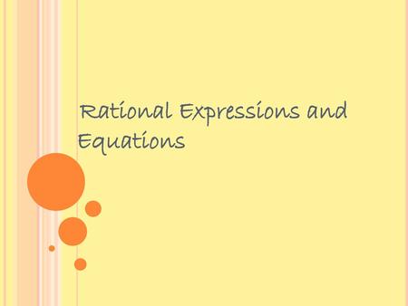 Rational Expressions and Equations