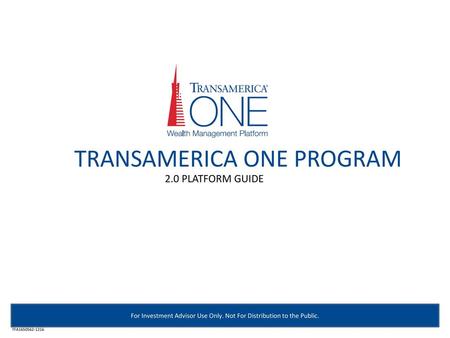 TRANSAMERICA ONE PROGRAM