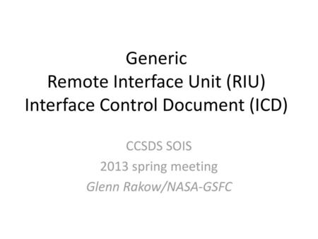 Generic Remote Interface Unit (RIU) Interface Control Document (ICD)