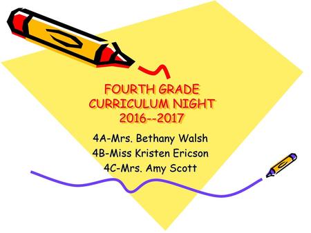 FOURTH GRADE CURRICULUM NIGHT