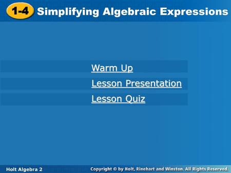 Simplifying Algebraic Expressions