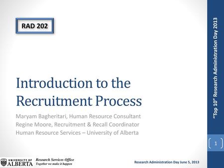 Introduction to the Recruitment Process