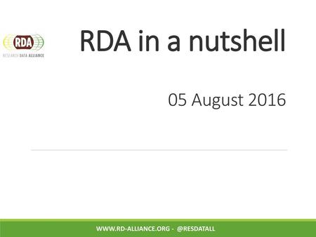 RDA in a nutshell 05 August 2016